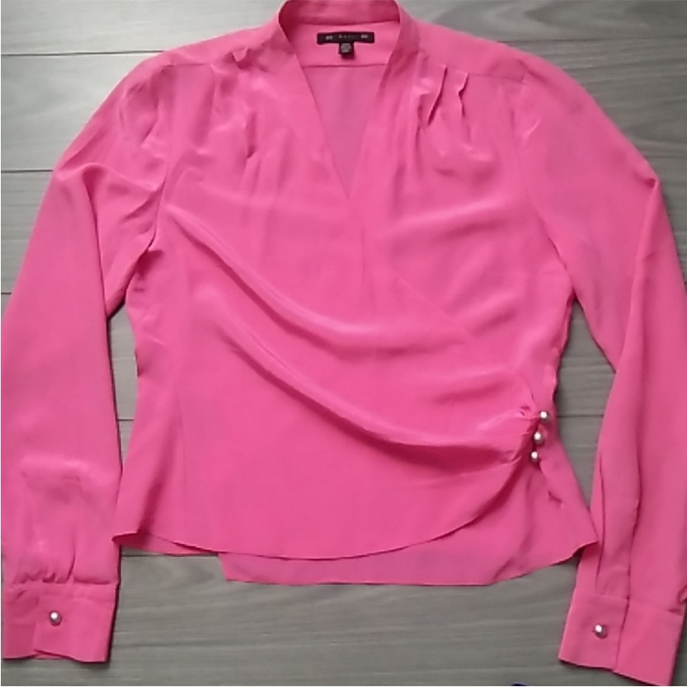 BAIA 💯% Silk Faux Wrap Blouse Sz M - Picture 2 of 9